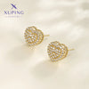 1 Pair XUPING Sweet Simple Style Heart Shape Plating Copper Artificial Gemstones 18K Gold Plated Ear Studs
