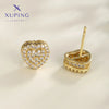 1 Pair XUPING Sweet Simple Style Heart Shape Plating Copper Artificial Gemstones 18K Gold Plated Ear Studs