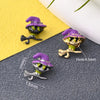 1 Pc/Package 16x13mm Hole 4~4.9mm Copper 18K Gold Plated Swimming Black White Gold Plated Halloween Pattern E4011-6/Broom Cat Polished Beads