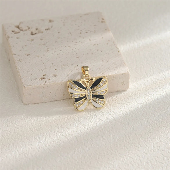 1 PCS/Package Hole 10mm+ Copper Zircon 18K Gold Plated Eye Flower Pendant