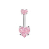 1 Piece 1 Set Belly Rings Hip-Hop Heart Shape 316 Stainless Steel  Inlay Zircon Belly Rings