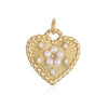 1 Piece 10*9.1mm 16.5*8.3mm 17*4.6mm Copper Artificial Pearls Zircon 18K Gold Plated Pentagram Heart Shape Pendant