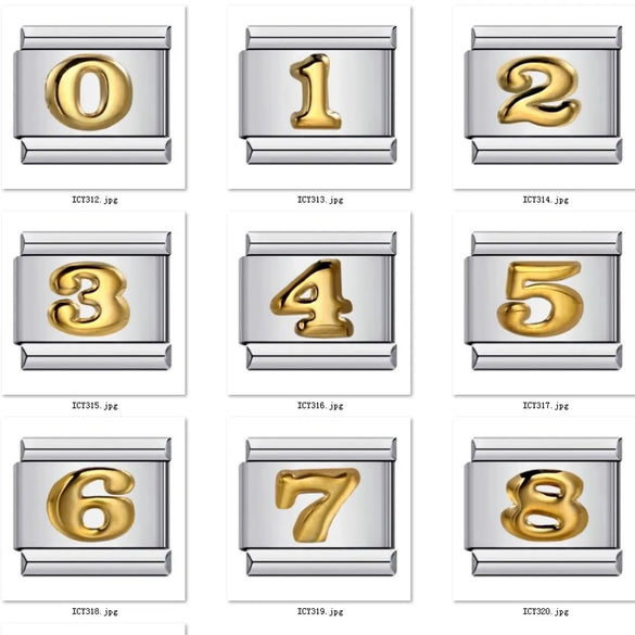 1 Piece 10*9mm 304 Stainless Steel Gold Plated Number Polished Bracelet Module
