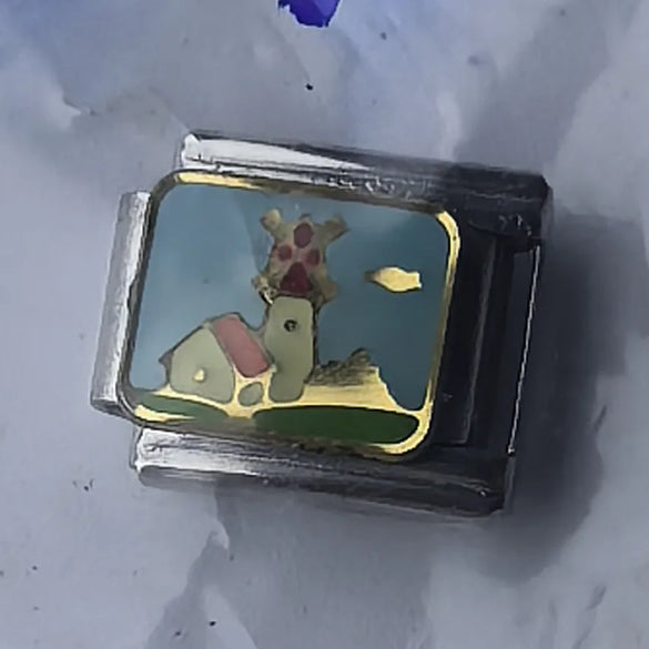 1 Piece 10*9mm 304 Stainless Steel Letter Fruit Flower Italian Charms