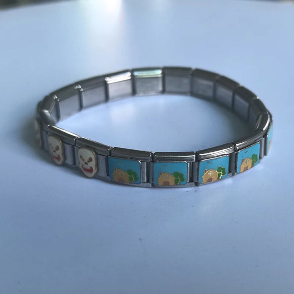 1 Piece 10*9mm 304 Stainless Steel Letter Fruit Flower Italian Charms