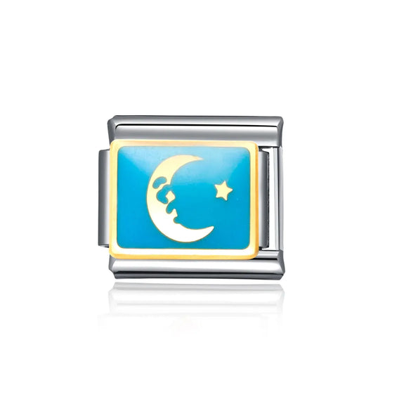 1 Piece 10*9mm 304 Stainless Steel Sun Star Moon Italian Charms