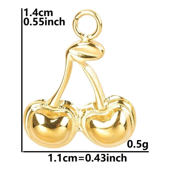 1 Piece 11 * 14mm 304 Stainless Steel 18K Gold Plated Cherry Pendant