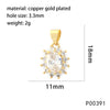 1 Piece 11*18mm Hole 3~3.9mm Copper Zircon 18K Gold Plated Oval Pendant