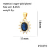 1 Piece 11*18mm Hole 3~3.9mm Copper Zircon 18K Gold Plated Oval Pendant