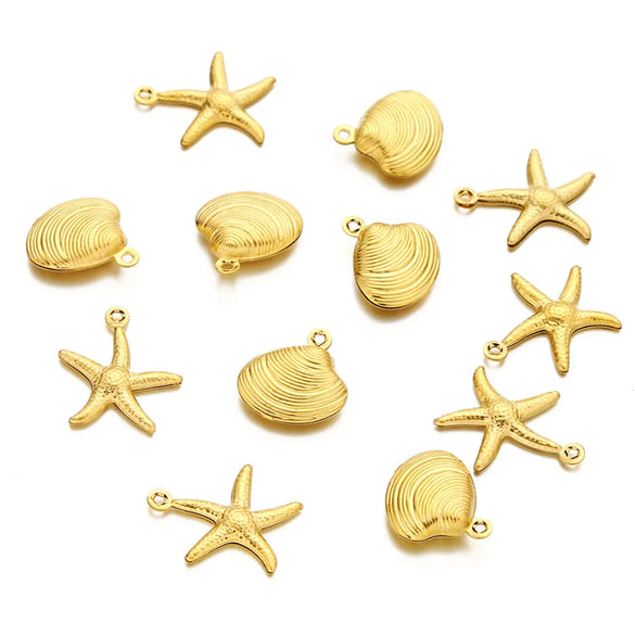 1 Piece 12mm 19mm 304 Stainless Steel Scallop Starfish Pendant
