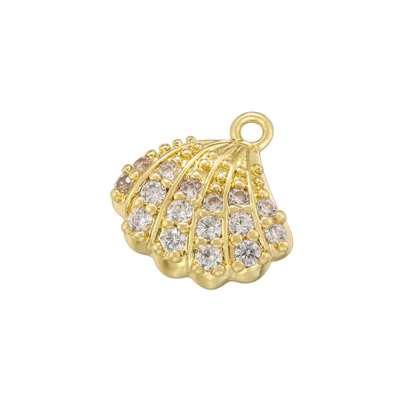 1 Piece 14 * 15mm 8.5*18mm 9 * 11mm Hole 1~1.9mm Copper Zircon 18K Gold Plated Scallop Starfish Conch Pendant