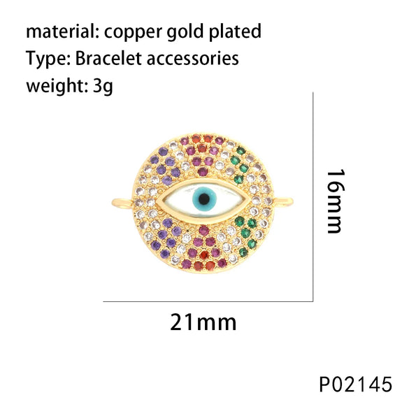 1 Piece 14*17mm 15*15mm 21*16mm Copper Zircon 18K Gold Plated Devil'S Eye Pendant
