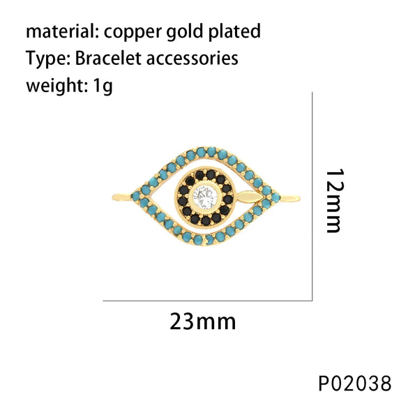 1 Piece 14*17mm 15*15mm 21*16mm Copper Zircon 18K Gold Plated Devil'S Eye Pendant