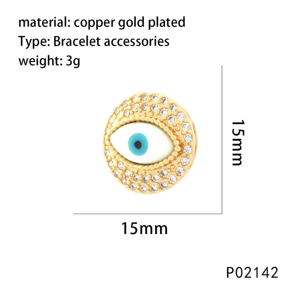 1 Piece 14*17mm 15*15mm 21*16mm Copper Zircon 18K Gold Plated Devil'S Eye Pendant