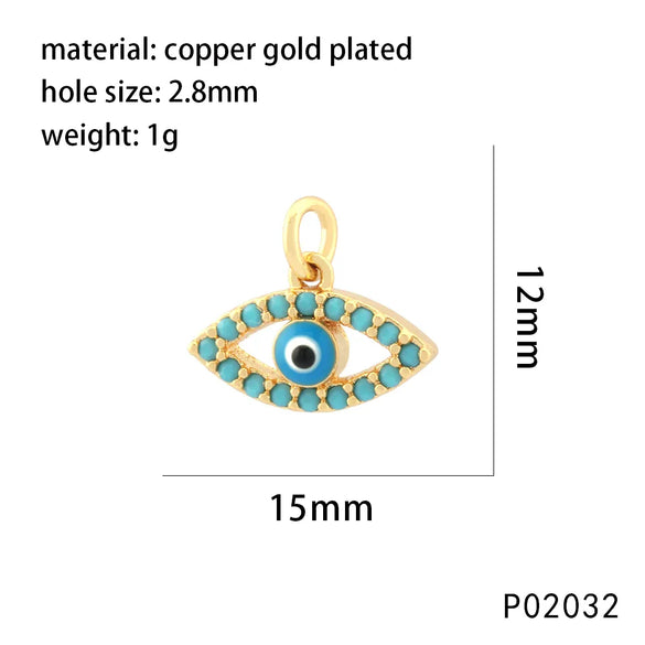 1 Piece 14*17mm 15*15mm 21*16mm Copper Zircon 18K Gold Plated Devil'S Eye Pendant