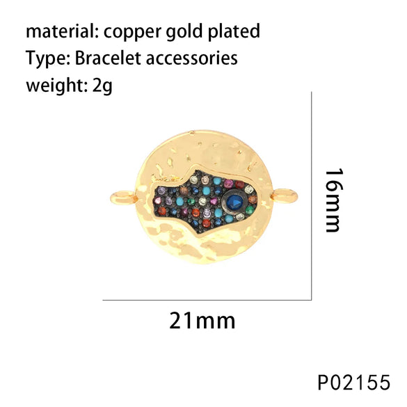 1 Piece 14*17mm 15*15mm 21*16mm Copper Zircon 18K Gold Plated Devil'S Eye Pendant