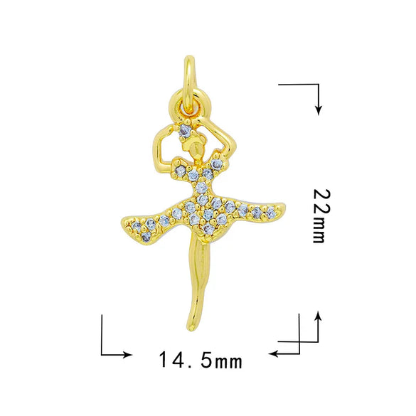 1 Piece 15.5*12mm 21 * 18mm Copper Zircon Moon Dragonfly Butterfly Pendant