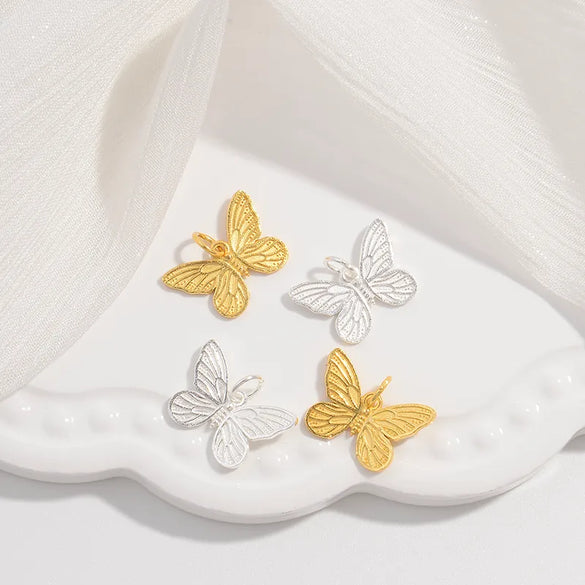 1 Piece 16*11mm Sterling Silver Silver Plated Butterfly Pendant