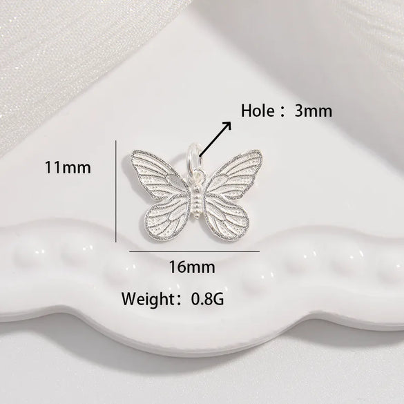 1 Piece 16*11mm Sterling Silver Silver Plated Butterfly Pendant
