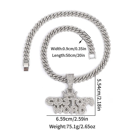 1PC Custom Design Letter Pendant Rapper Necklace Iced Out Silver Full Diamond Custom Word Charm Jewelry Gold Plated Color For Street
