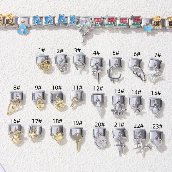 1 Piece 1.5*1cm 1*2.2cm 304 Stainless Steel Heart Shape Flower Bracelet Card Bracelet Module