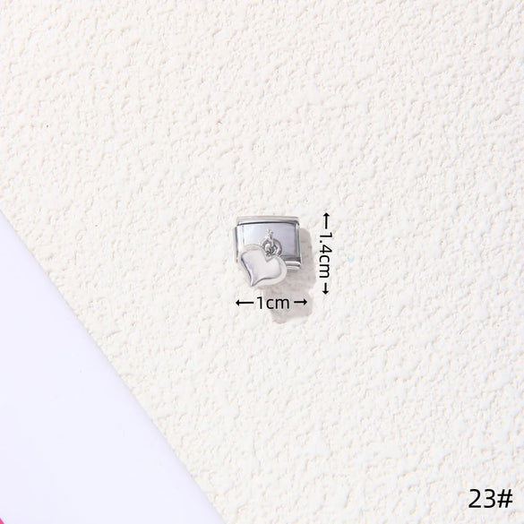 1 Piece 1.5*1cm 1*2.2cm 304 Stainless Steel Heart Shape Flower Bracelet Card Bracelet Module