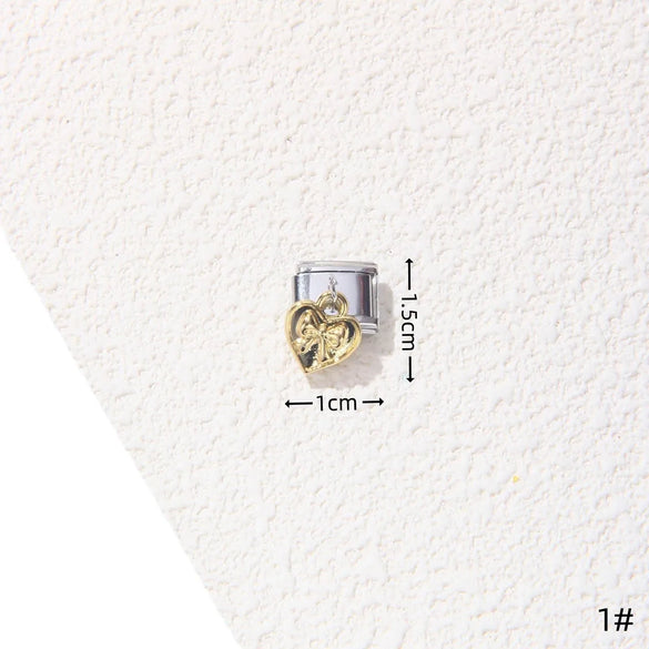 1 Piece 1.5*1cm 1*2.2cm 304 Stainless Steel Heart Shape Flower Bracelet Card Bracelet Module