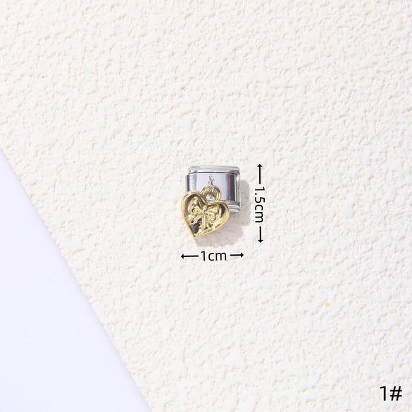 1 Piece 1.5*1cm 1*2.2cm 304 Stainless Steel Heart Shape Flower Bracelet Card Bracelet Module