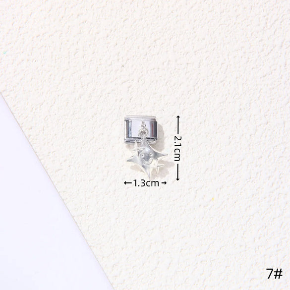 1 Piece 1.5*1cm 1*2.2cm 304 Stainless Steel Heart Shape Flower Bracelet Card Bracelet Module