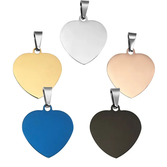 1 Piece 201 Stainless Steel Customization Laser Engraving Heart Shape Pendant
