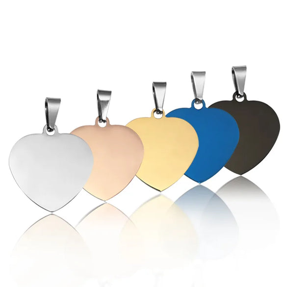 1 Piece 201 Stainless Steel Customization Laser Engraving Heart Shape Pendant