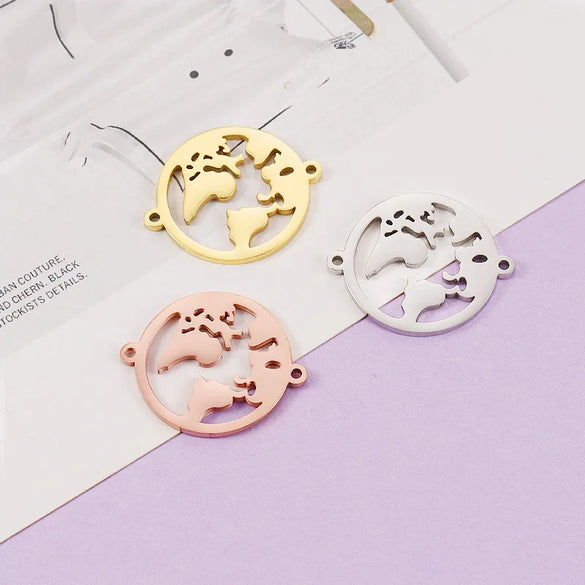 1 Piece 27*22mm 304 Stainless Steel 18K Gold Plated Map Customization Laser Engraving Pendant