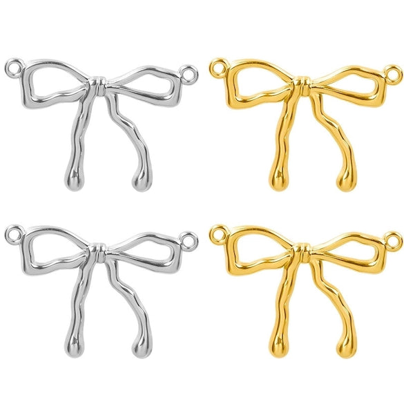 1 Piece 28*20mm 28*42mm 33*29mm 304 Stainless Steel 18K Gold Plated Bow Knot Polished Pendant