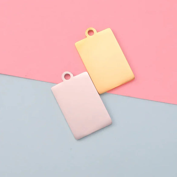 1 Piece 304 Stainless Steel 18K Gold Plated Customization Laser Engraving Rectangle Pendant