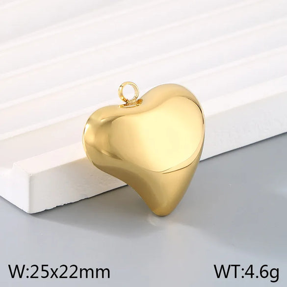 1 Piece 304 Stainless Steel 18K Gold Plated Heart Shape Pendant Jewelry Accessories