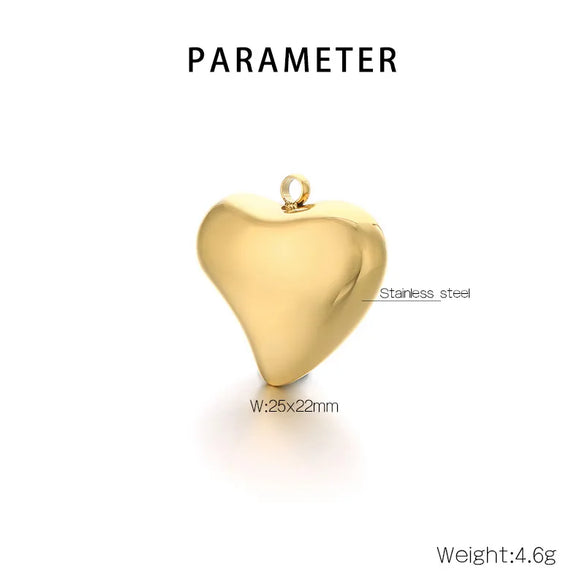 1 Piece 304 Stainless Steel 18K Gold Plated Heart Shape Pendant Jewelry Accessories