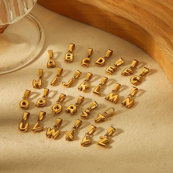 1 Piece 304 Stainless Steel 18K Gold Plated Letter Pendant
