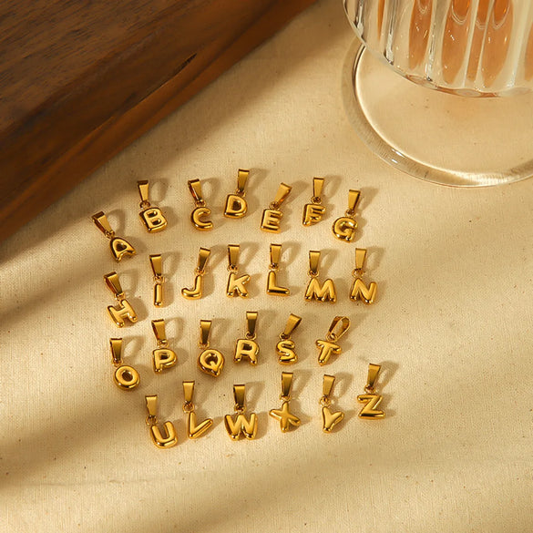 1 Piece 304 Stainless Steel 18K Gold Plated Letter Pendant