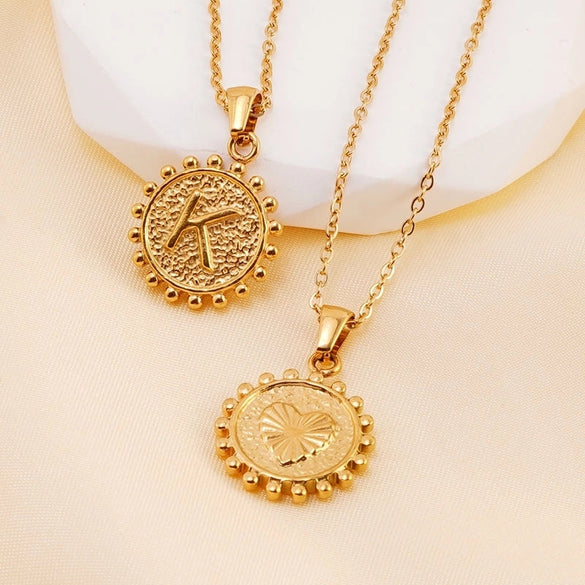 1 Piece 304 Stainless Steel 18K Gold Plated Letter Pendant