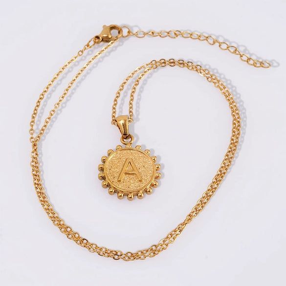 1 Piece 304 Stainless Steel 18K Gold Plated Letter Pendant