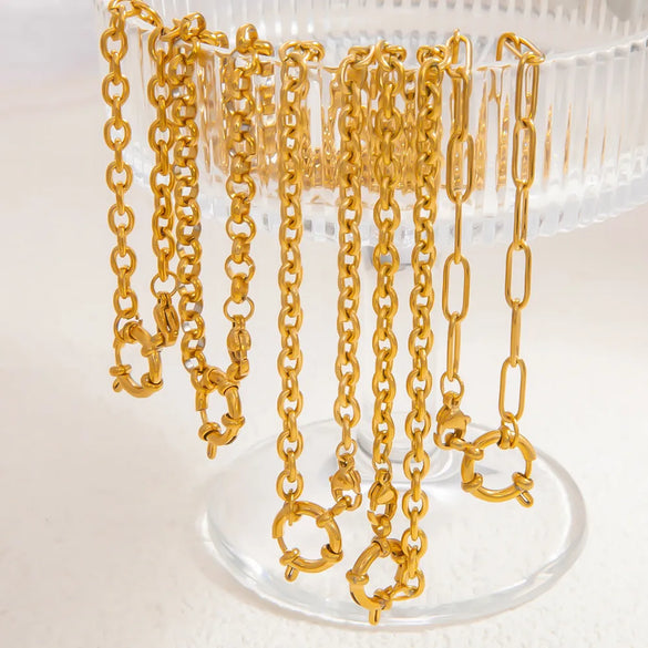 1 Piece 304 Stainless Steel 18K Gold Plated Paperclip Chain Cable Chain Snake Chain Polished 40-45cm Jewelry Accessories Chain