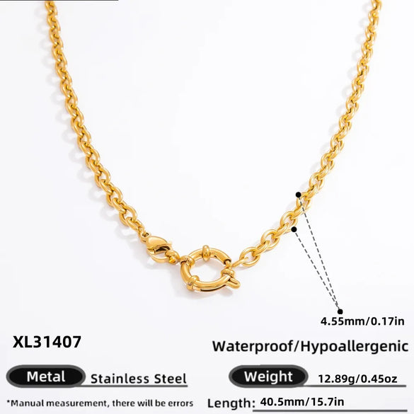 1 Piece 304 Stainless Steel 18K Gold Plated Paperclip Chain Cable Chain Snake Chain Polished 40-45cm Jewelry Accessories Chain