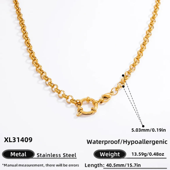 1 Piece 304 Stainless Steel 18K Gold Plated Paperclip Chain Cable Chain Snake Chain Polished 40-45cm Jewelry Accessories Chain