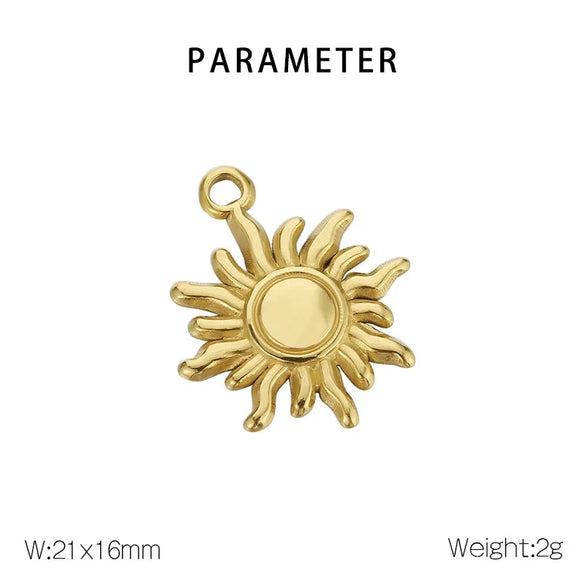 1 Piece 304 Stainless Steel 18K Gold Plated Sun Chain