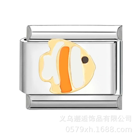 1 Piece 304 Stainless Steel Cartoon Italian Charms