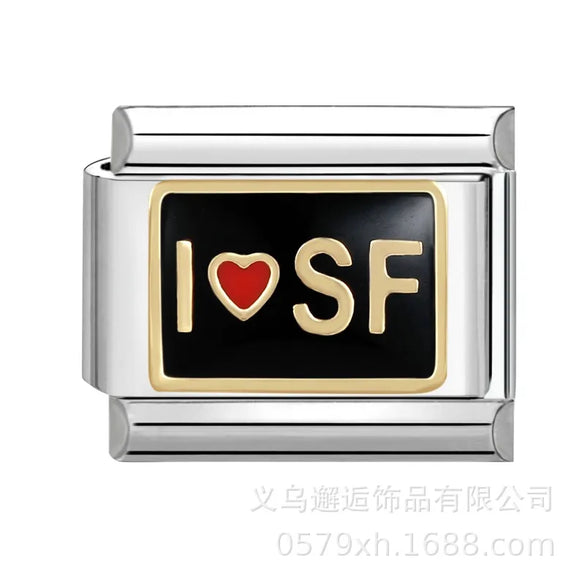 1 Piece 304 Stainless Steel Cartoon Italian Charms