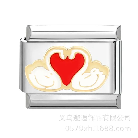 1 Piece 304 Stainless Steel Cartoon Italian Charms