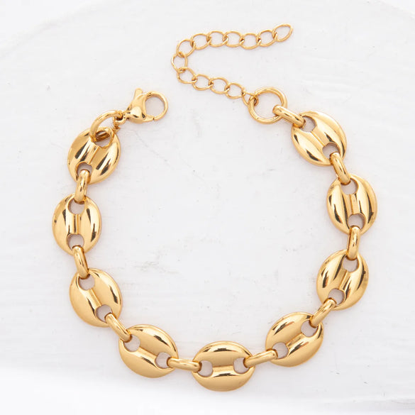 1 Piece 304 Stainless Steel Coffee Bean Chain Paperclip Chain Bracelets Chain Casual Geometric