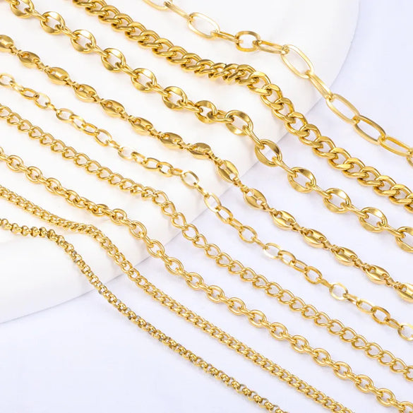 1 Piece 304 Stainless Steel Coffee Bean Chain Round Pearl Chain Cable Chain Jewelry Accessories