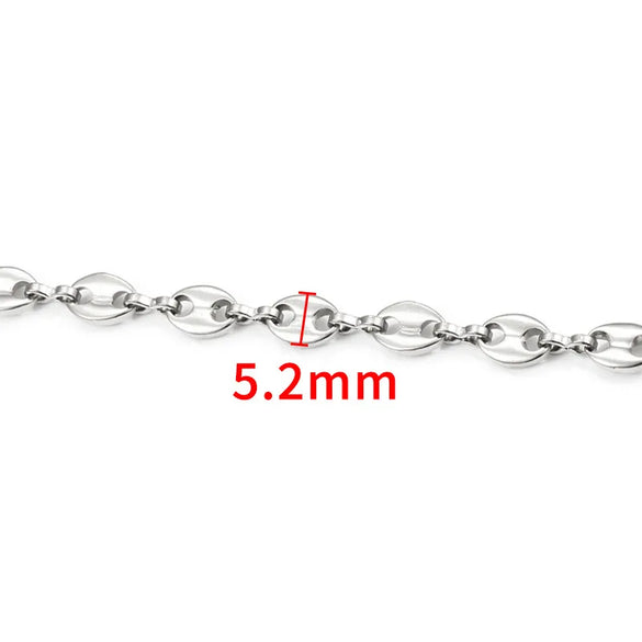 1 Piece 304 Stainless Steel Coffee Bean Chain Round Pearl Chain Cable Chain Jewelry Accessories